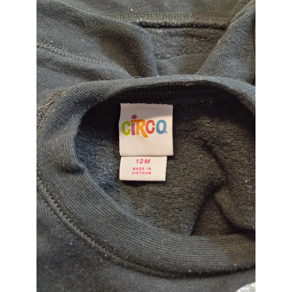 Circo Baby Girls Black Silver Glitter Heart Sweatshirt 12M Fleece Long Sleeve